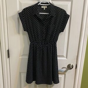 Monteau Fit & Flare Mini Dress Women’s Small Black White Polka dots 1950's Vibe